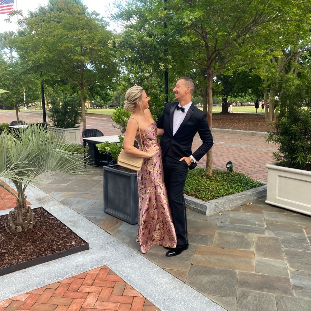 Lulu's Strapless Floral Dress in Mauve and Black